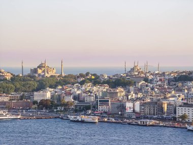 Gün batımını Istanbul 'un panoramik manzaraya