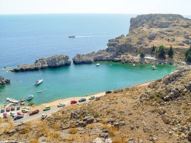 Hava Saint Paul Bay görünümü ve Lindos Beach'de