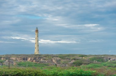 Aruba beyaz eski Kaliforniya deniz feneri 