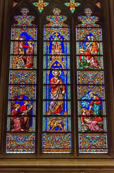 Stained glass windows of the Saint Patrick's Cathedral — Stock Photo, Image