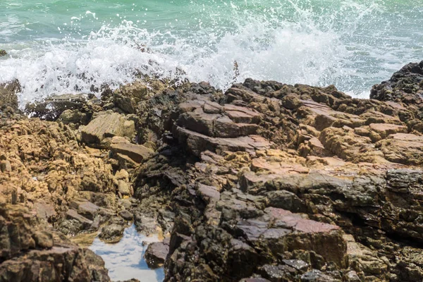 Water Vormen Effecten Overal Het Zand Van Het Strand — Stockfoto