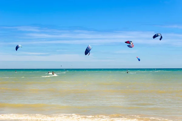 Cumbuco Brazil Jul 2017 People Sailing Kite Board Enjoying Sea — Stock Photo, Image