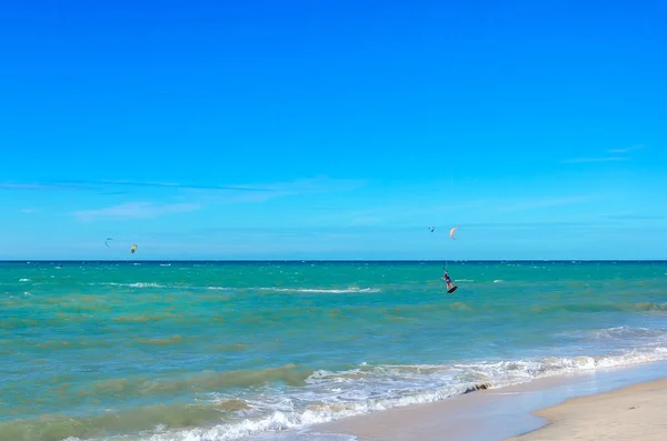 クンブーコ ブラジル 2017 未解決の作戦を作る凧のサーファー海 — ストック写真