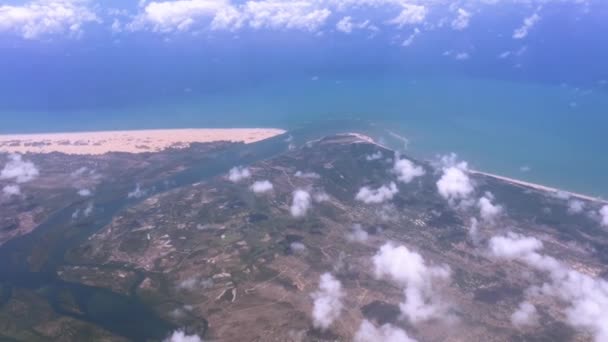 Vista Aérea Desembocadura Del Río Francisco Frontera Los Estados Alagoas — Vídeo de stock