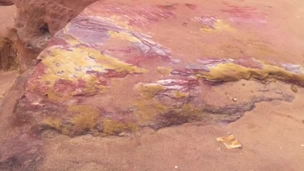 ブラジル アラゴアス州のガンガビーチ近くの赤い岩崖の詳細 — ストック動画