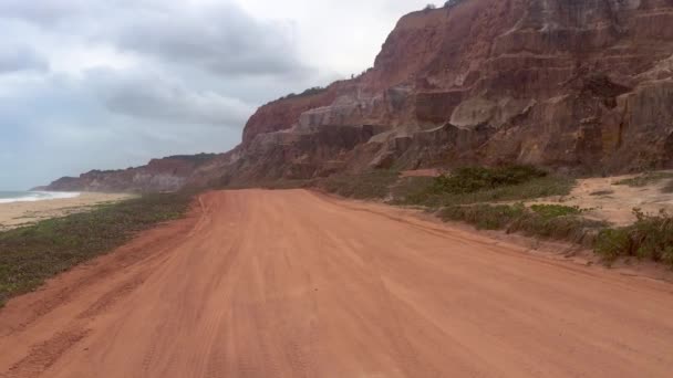 Alagoas Brazílie Mar 2020 Krásná Reliéf Útesy Hraničícími Mořem Blízkosti — Stock video