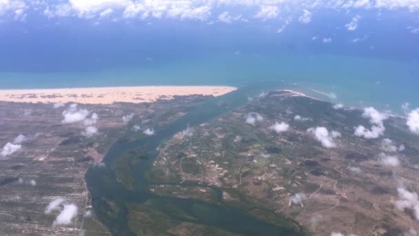 Flygfoto Över Mynningen Francisco River Gränsen Till Staterna Alagoas Och — Stockvideo