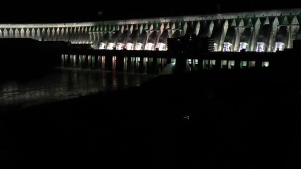 Foz Iguaçu Brasil Julho 2016 Vista Barragem Iluminada Itaipu Noite — Vídeo de Stock