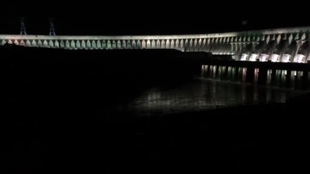 Foz Iguazu Brazil July 2016 View Illuminated Itaipu Dam Night — Stock Video