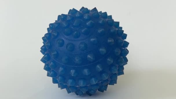 Rubber Spiky Ball Used Pet Toy Stress Object White Background — Stock Video