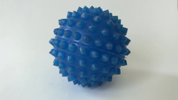 Rubber Spiky Ball Used Pet Toy Stress Object White Background — Stock Video