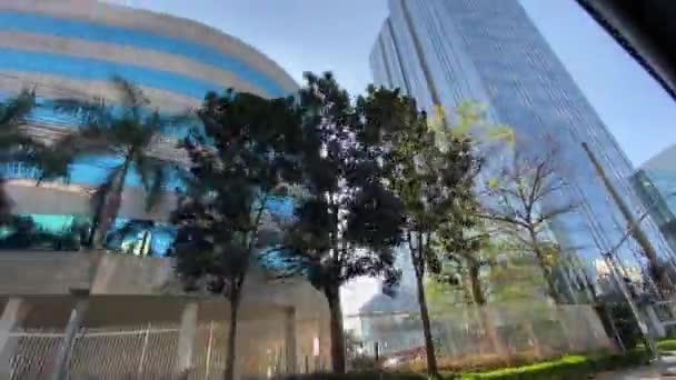 Wide Angle View Modern Fancy Office Buildings Sao Paulo Brazil — Stock Video