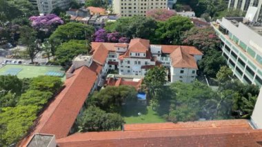 Sao Paulo, Brezilya - 7 Mayıs 2020: Oswaldo Cruz hastanesinin hava görüntüsü. Bu, ülkedeki ana sağlık kuruluşlarından ve sağlık kaynaklarından biridir..