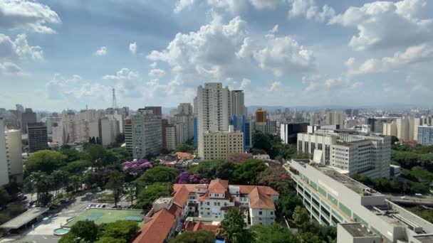 Brezilya Nın Sao Paulo Şehrinin Havadan Görünüşü Birçok Bina Güzel — Stok video