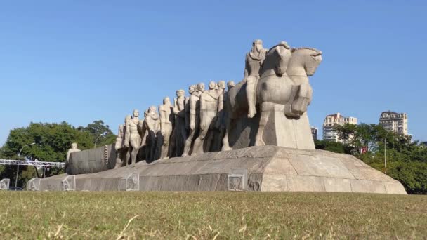 Sao Paulo Brasil Mei 2020 Monumen Untuk Bendera Monumento Bandeiras — Stok Video