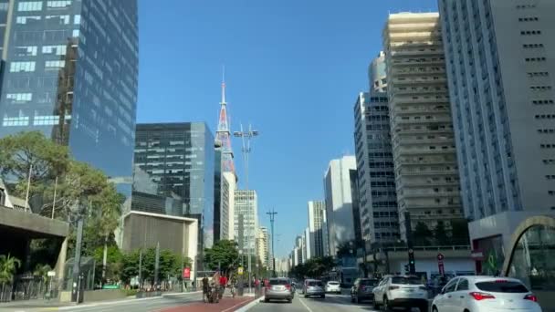 Sao Paulo Brasilien April 2020 Slow Motion Paulista Avenue Anses — Stockvideo