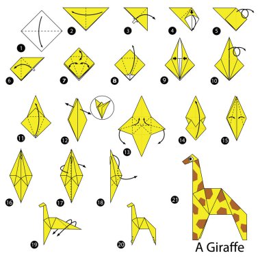  Adım adım adım talimatlar origami bir zürafa yapmak nasıl.