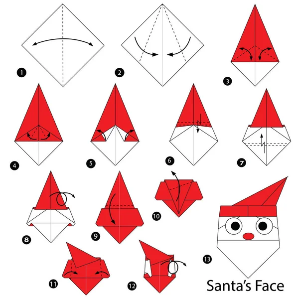  adım adım adım talimatlar origami Noel Baba yüz yapmak nasıl.