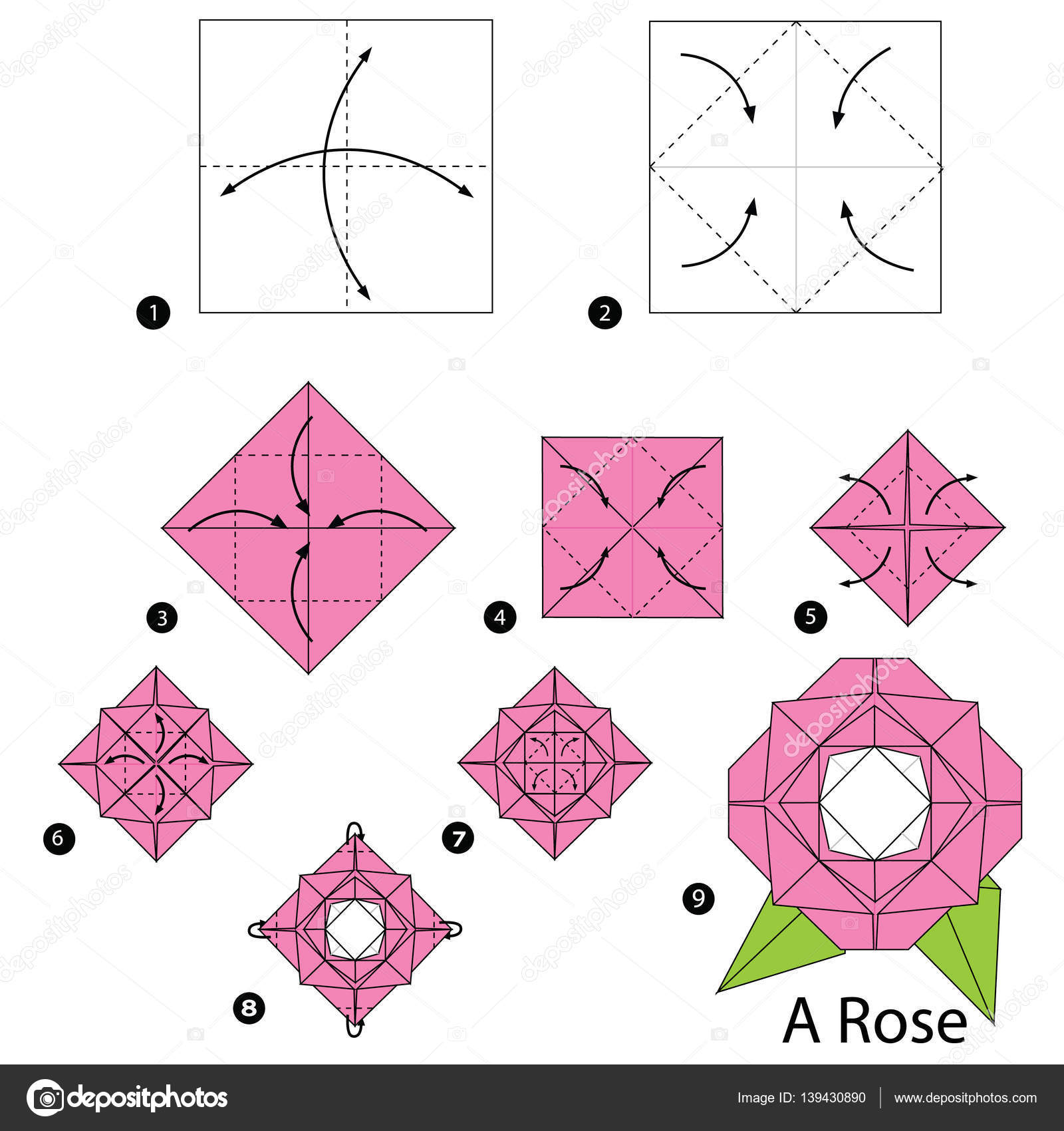 Step By Step Instructions How To Make Origami A Rose