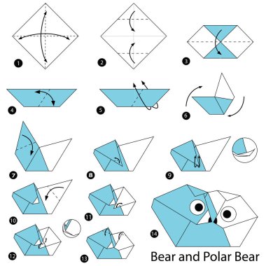 adım adım adım talimatlar origami ayı ve Kutup ayısı yapmak nasıl.
