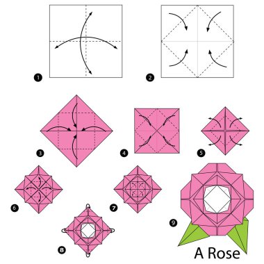 adım adım adım talimatlar origami A Rose yapmak nasıl.