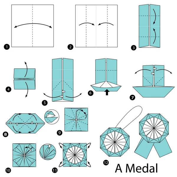 adım adım adım talimatlar nasıl origami A madalya kazanmak için.