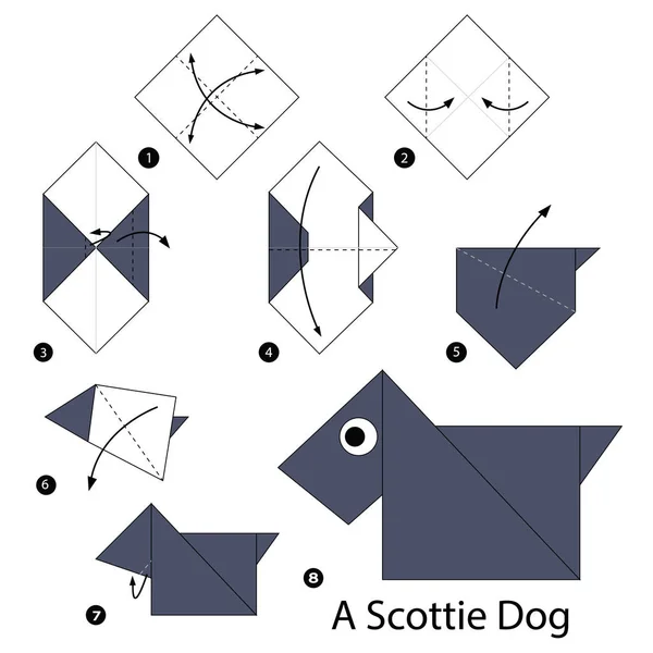 adım adım adım talimatlar origami A Scottie köpek yapmak nasıl.
