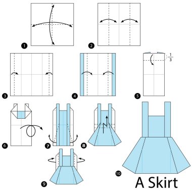adım adım adım talimatlar origami A etek yapmak nasıl.