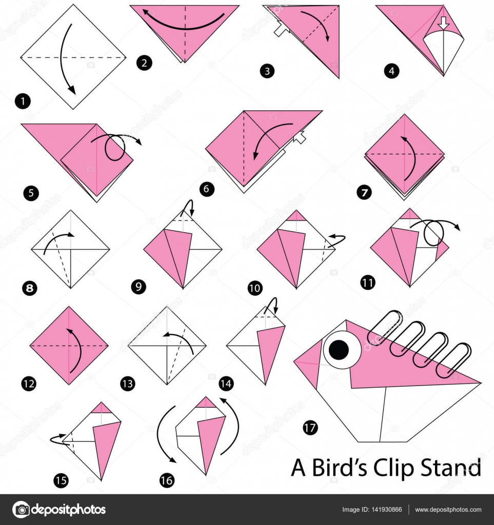 Step by step instructions how to make origami A Birds Clip Stand ...