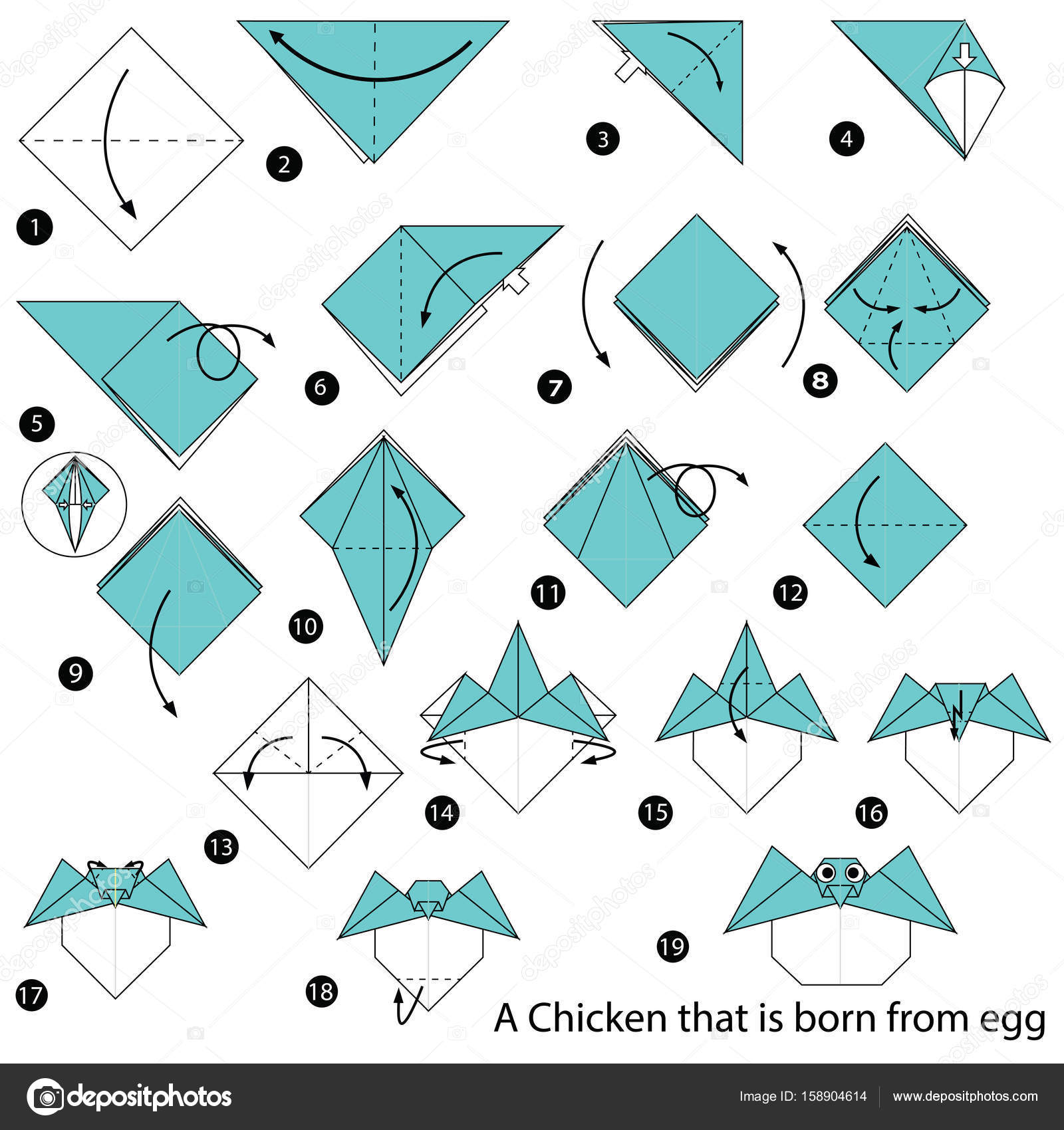 Schritt Für Schritt Anleitung Wie Man Origami A Huhn Das