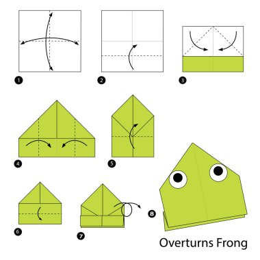 adım adım adım talimatlar origami A bozdu kurbağa yapmak nasıl