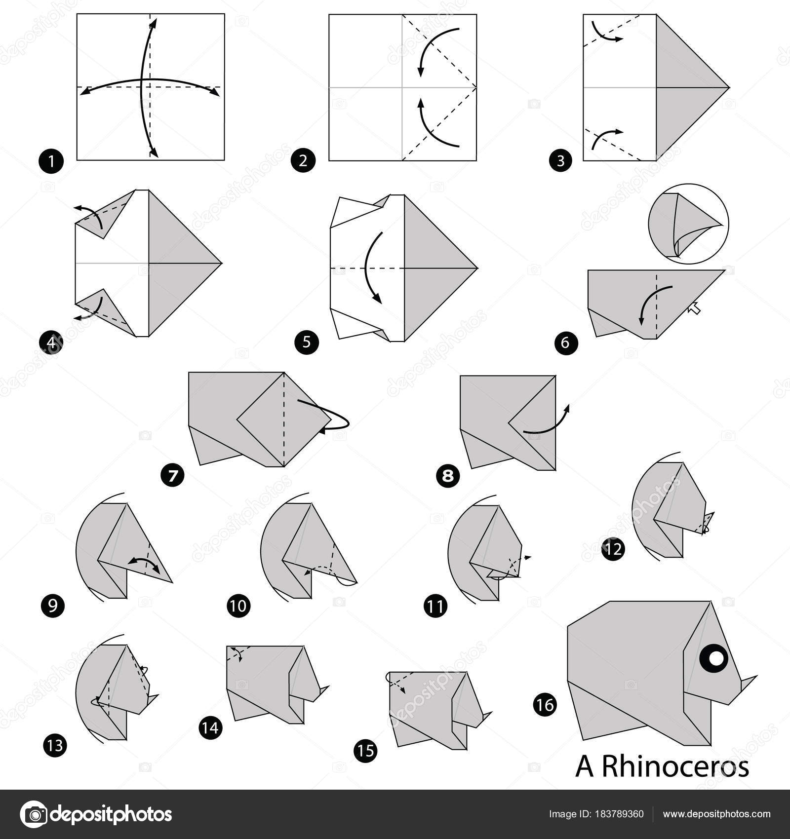 Schritt Für Schritt Anleitung Wie Man Aus Origami Ein Nashorn