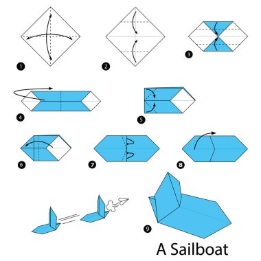 adım adım adım talimatlar origami A yelkenli yapmak nasıl