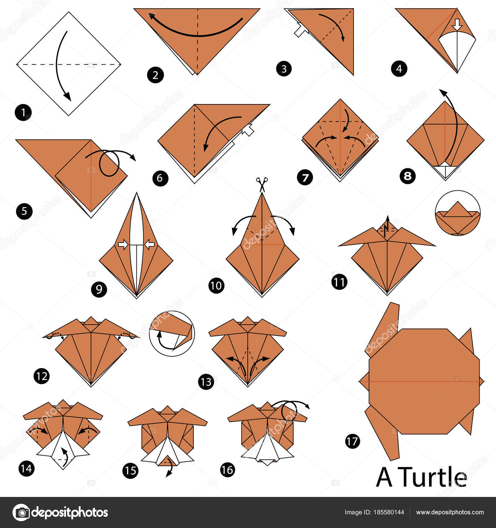 Step Step Instructions How Make Origami Turtle Stock Vector Image By C Pokky334 Hotmail Com