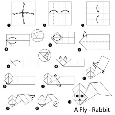 adım adım adım talimatlar origami A Fly tavşan yapmak nasıl