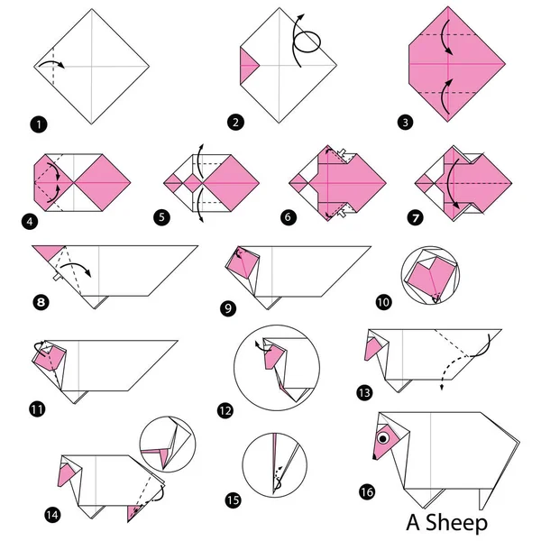 adım adım adım talimatlar origami A koyun yapmak nasıl