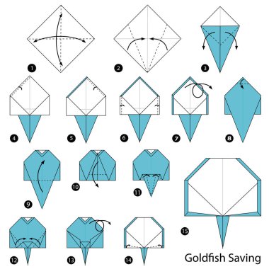 adım adım adım talimatlar origami A Goldfish tasarruf yapmak nasıl