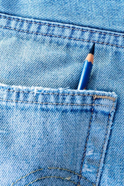 Pencil in the pocket of blue jean — Stock Photo, Image