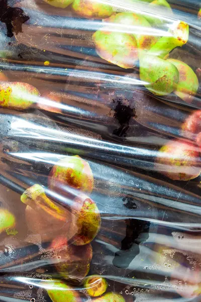Mangostão fresco nos grandes sacos de plástico para atacado — Fotografia de Stock