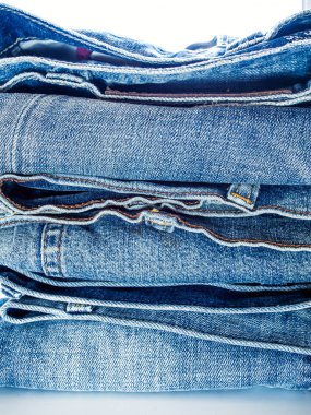 Mavi jeans, kumaş doku yığını
