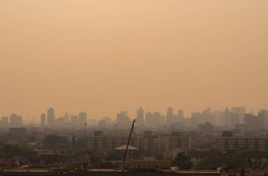 Bangkok şehir şehir cityscape kentsel manzarası sis veya smog