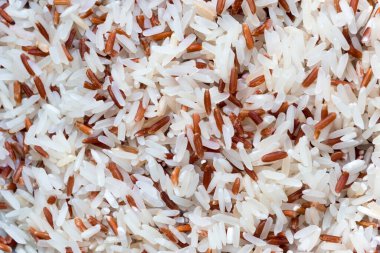 Beyaz pirinç ve kahverengi pirinç karışık pirinç hazırlamak için cook