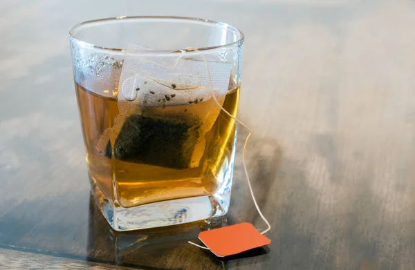 Teabags Clear Glass Hot Water — Stock Photo, Image