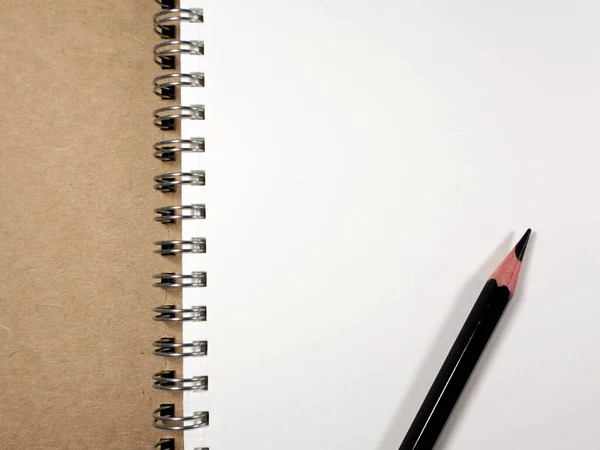 Blank Page White Paper Note Book Pencil — Stock Photo, Image