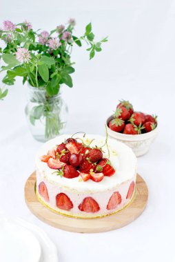 Strawberry cake fraisier clipart