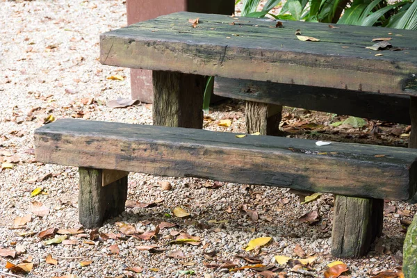 Banc ou chaise en bois isolé dans le parc à Singapour — Photo