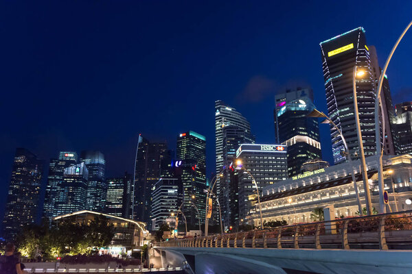 Nght photo of Singapore Central Business District and Financial Centre, Singapore, April 14 2018