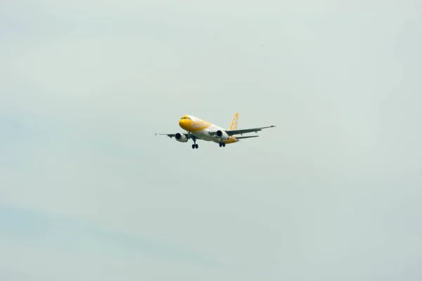 Scoot Airline Airplane Landing at Singapore Changi International — Stock Photo, Image