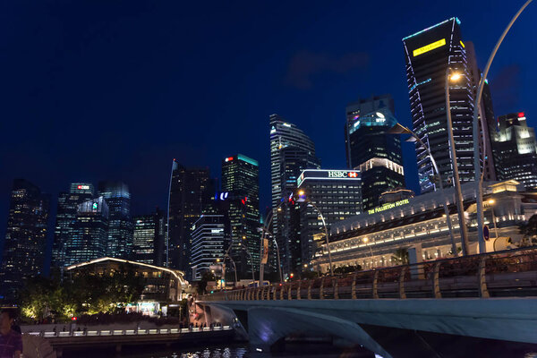 Nght photo of Singapore Central Business District and Financial Centre, Singapore, April 14 2018