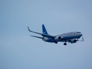 Changi Singapur - 23 Aralık 2019: Xiamen Havayolları Uçağı